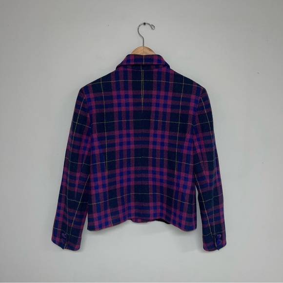 Charme Vintage 2-Piece Set Size 6 US Petite Pink Blue Plaid Wool Skirt Blazer - Picture 5 of 11